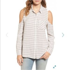Treasure & Bond Cold Shoulder Check Shirt